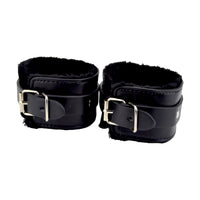 Bound to Please Furry Plush Wrist Cuffs Black