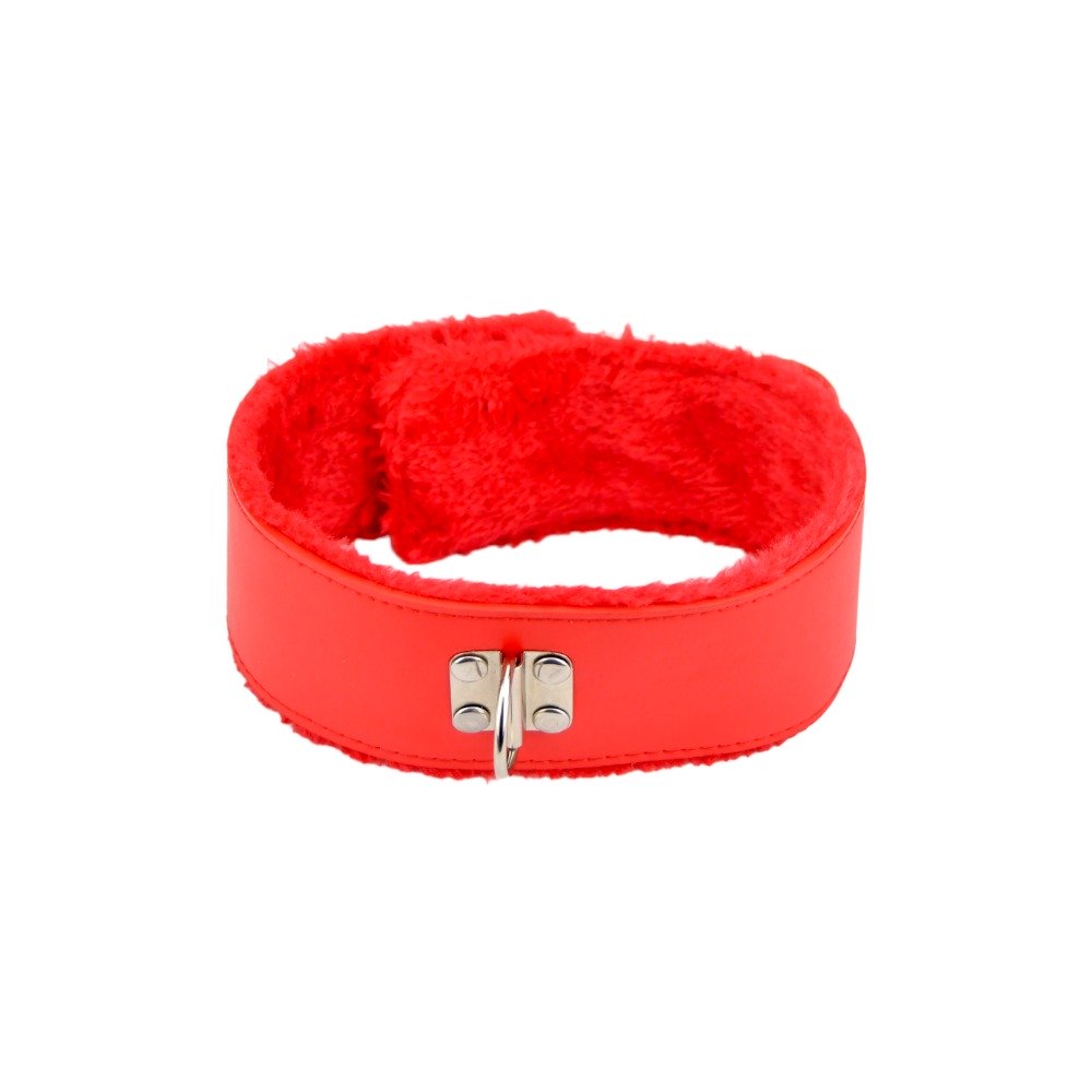 Bound to Please Furry Collar with Leash Red