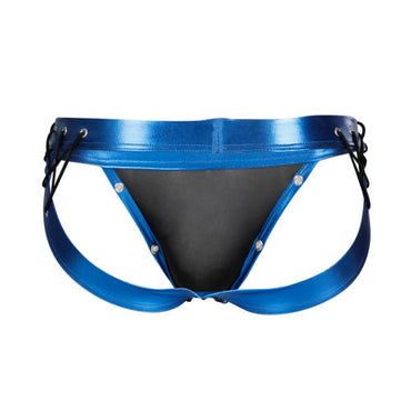 C4M Desire Jockstrap Blue Leatherette Large