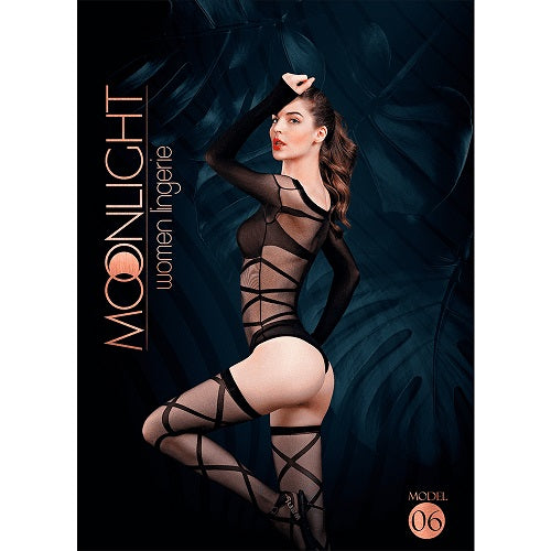 Moonlight Black Bardot Style Body with Stockings One Size